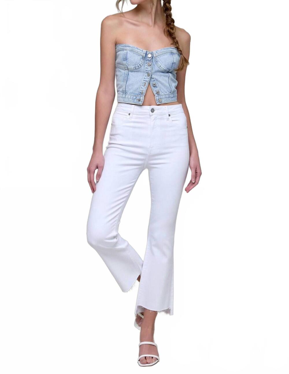 NEW HIDDEN women's happi crop wide leg pants in white